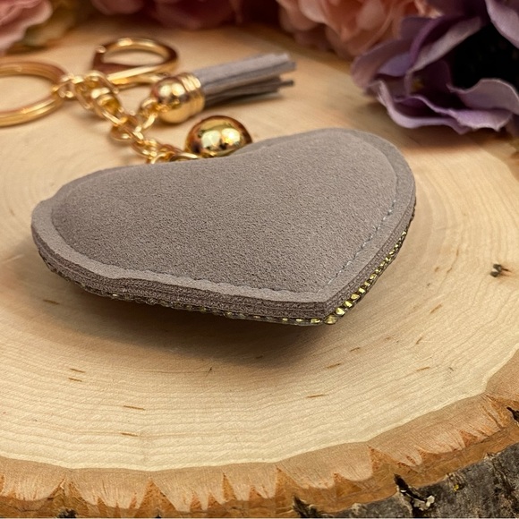 Gray Rhinestone Heart Pendant & Tassel Keychain - Picture 8 of 9